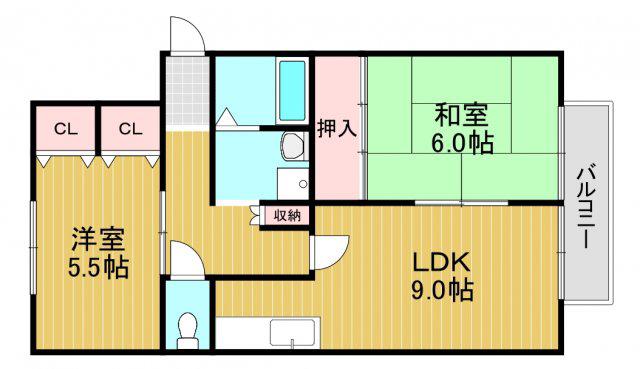 リヴェール北野田(2LDK/1階)の間取り写真