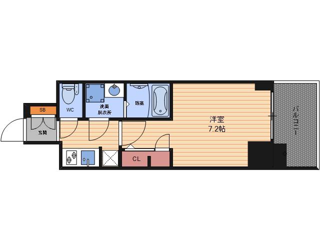 S-RESIDENCE阿波座BOUNCY(1K/14階)の間取り写真