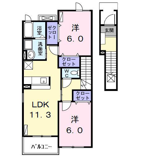 オーシャンズ II(2LDK/2階)の間取り写真