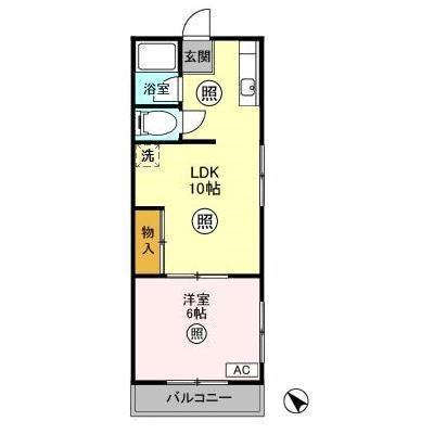 メゾン樹(1LDK/1階)の間取り写真