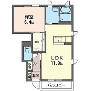 ヒルズコートII(1LDK/1階)の間取り写真