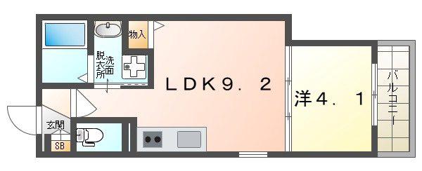F ASECIA FLEUVE(1LDK/1階)の間取り写真
