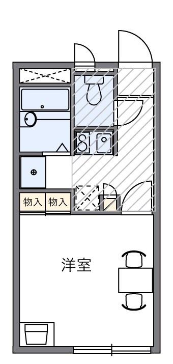 オークザック(1K/1階)の間取り写真