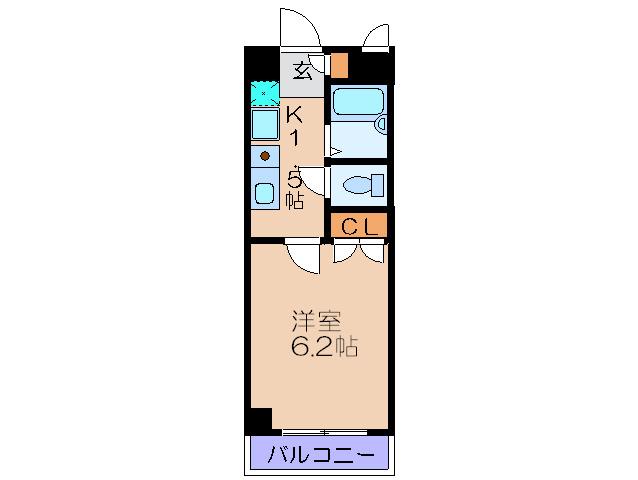 クリスタル・ヴィラ(1K/4階)の間取り写真
