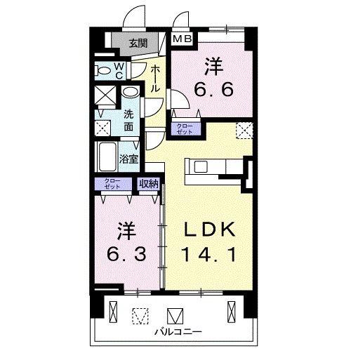 ミル・ベネフィス(2LDK/5階)の間取り写真