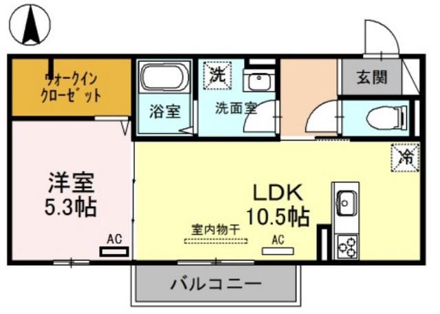 D-ROOMU-NOE(1LDK/3階)の間取り写真