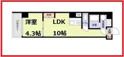 グレイシアオグ(1LDK/4階)の間取り写真
