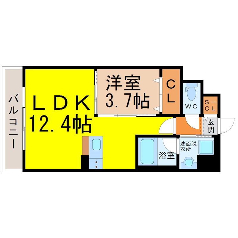 ポルタニグラ千種(1LDK/7階)の間取り写真