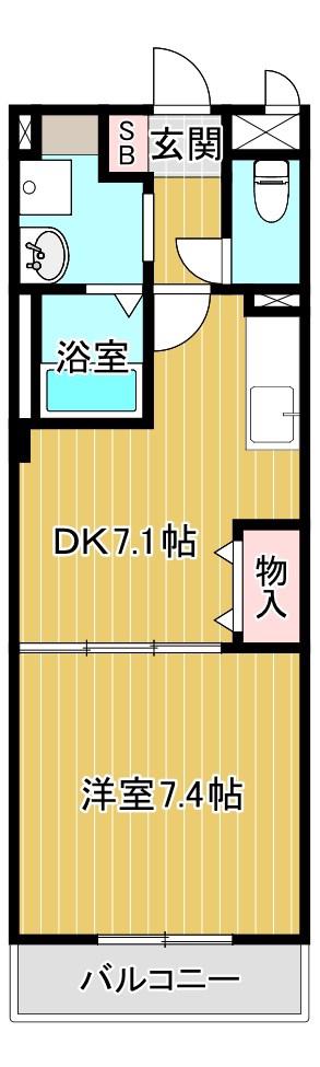 メゾンバイタルD棟(1DK/3階)の間取り写真