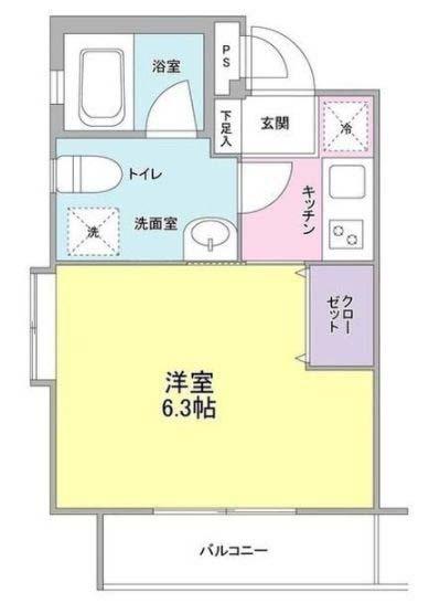 クローバーハイツ西小山 (1K/3階)の間取り写真
