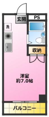 グランデロワール(ワンルーム/2階)の間取り写真