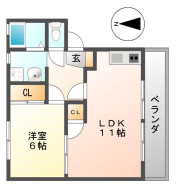 アネックスK(1LDK/2階)の間取り写真