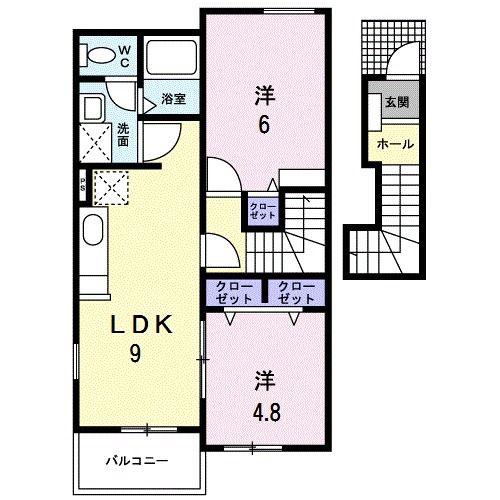 ドゥファミリー(2LDK/2階)の間取り写真