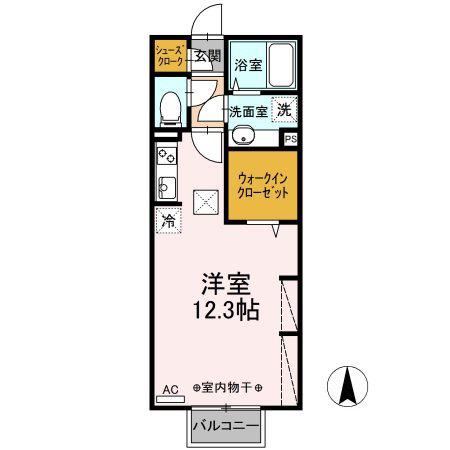 クレシェンテHR(ワンルーム/1階)の間取り写真