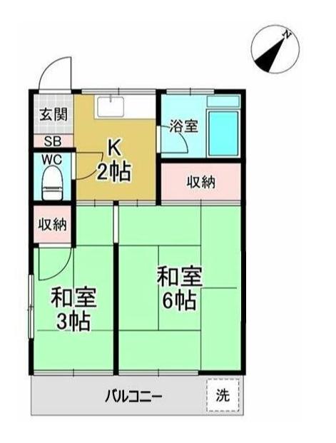 第2桜荘(2K/2階)の間取り写真