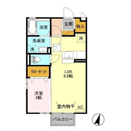 カラコレス(1LDK/1階)の間取り写真