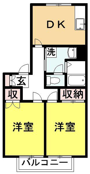 エステート宮久保F(2K/1階)の間取り写真