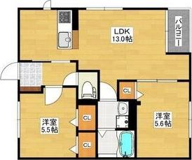 クーネル(2LDK/1階)の間取り写真