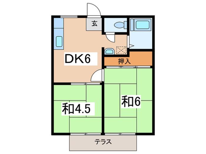 ハイム1999(2DK/1階)の間取り写真