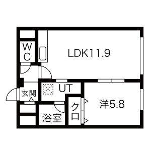 エリクシール白石(1LDK/2階)の間取り写真