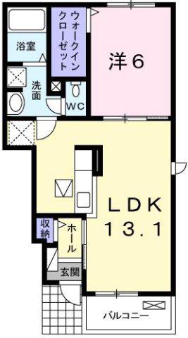 山陽電鉄網干線 平松駅 徒歩4分 2階建 築8年(1LDK/1階)の間取り写真