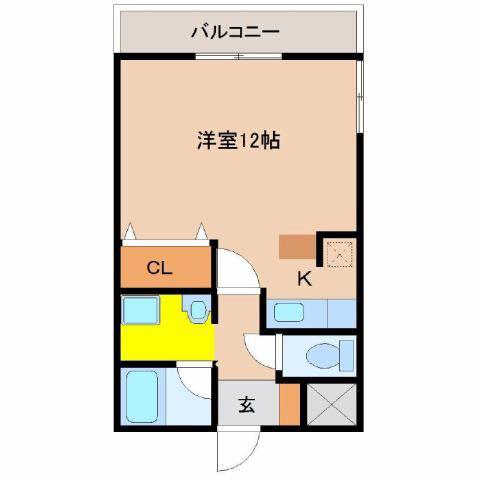 QRESTA(ワンルーム/2階)の間取り写真