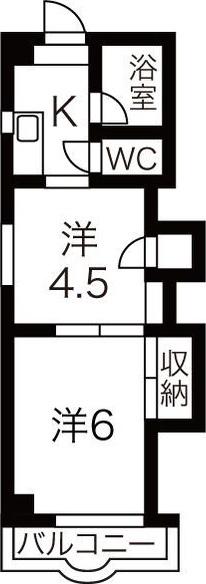 正木ビル(2K/4階)の間取り写真