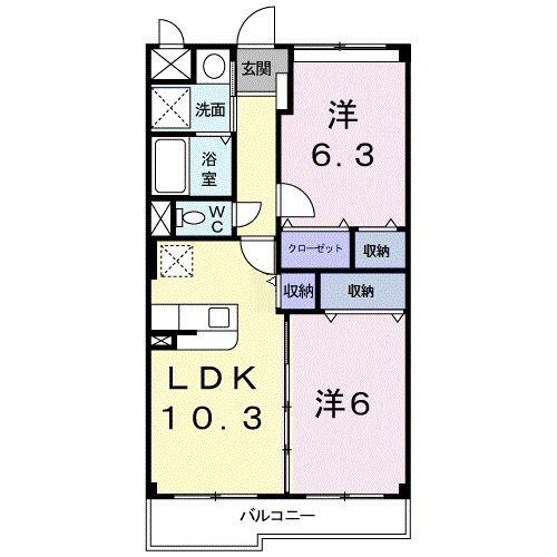 フランソレイユ(2LDK/2階)の間取り写真