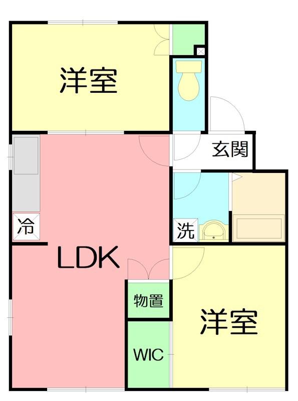 パレット妻田A(2LDK/1階)の間取り写真