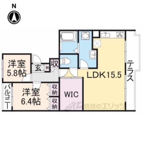 富雄サンパレスⅡ号館(2LDK/2階)の間取り写真