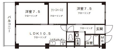 ハウゼ・ケイ魚崎(2LDK/4階)の間取り写真