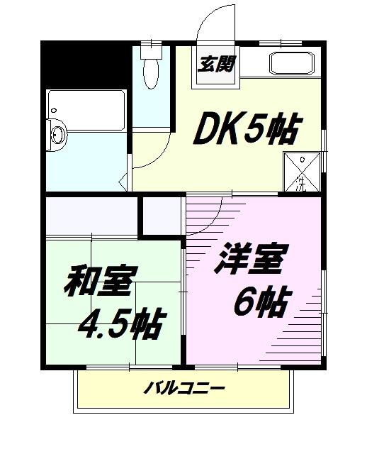 ライトハウスA(2DK/2階)の間取り写真