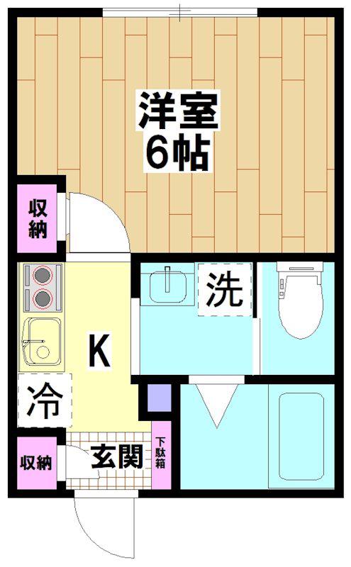 ヴィラ坂下町(1K/1階)の間取り写真