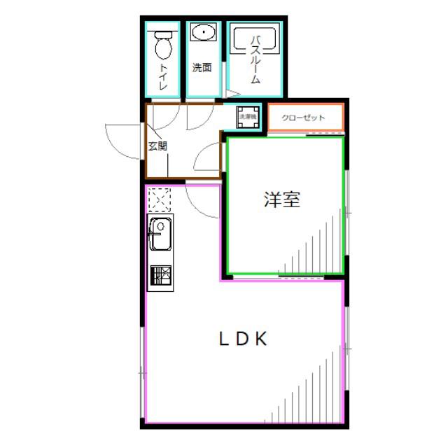 ロータス阿佐ヶ谷(1LDK/1階)の間取り写真