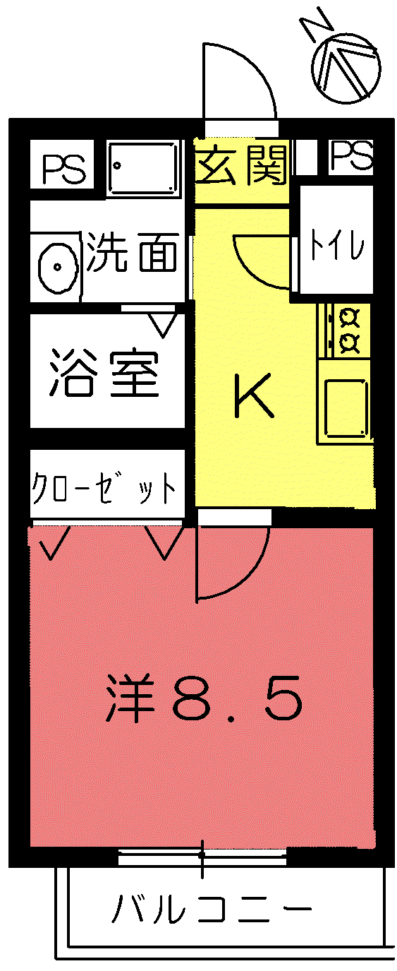 メイプル綾野(1K/2階)の間取り写真