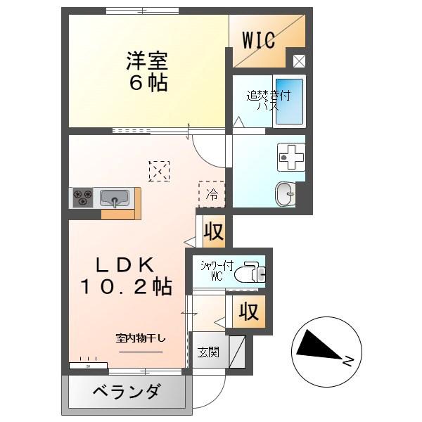 YUCCA TERRACE(1LDK/1階)の間取り写真