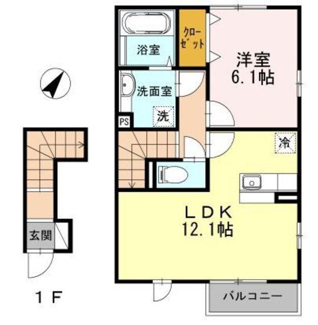 ディアベルジュ湘南 A館(1LDK/2階)の間取り写真