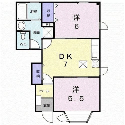 サファイアンエレガンスE(2DK/1階)の間取り写真