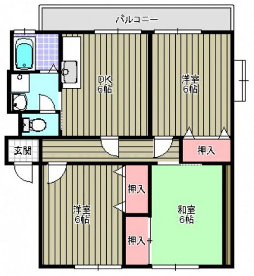 日興苑SSハイツA棟(3DK/2階)の間取り写真