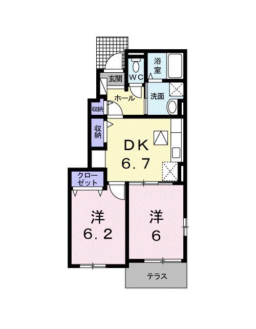 エステートIII(2DK/1階)の間取り写真