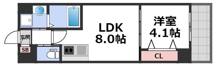 MV.IMP大阪今里(1LDK/7階)の間取り写真