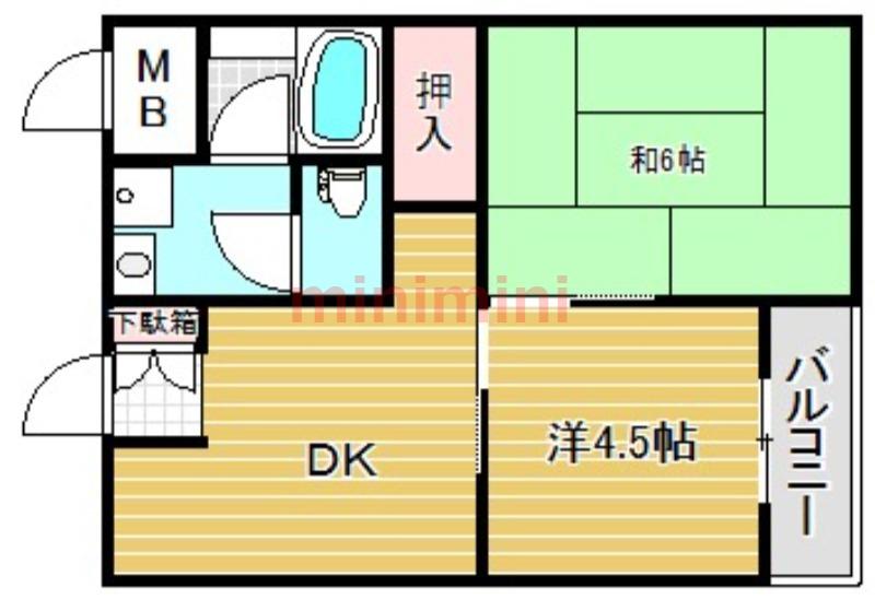 不動産センタービル(2DK/3階)の間取り写真