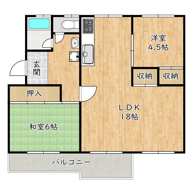 金剛第2 145(2LDK/3階)の間取り写真
