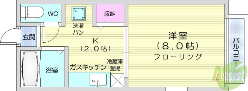 サンフラット(1K/2階)の間取り写真