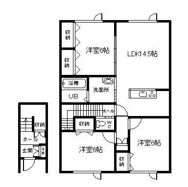 グランコーポ開本C(3LDK/2階)の間取り写真