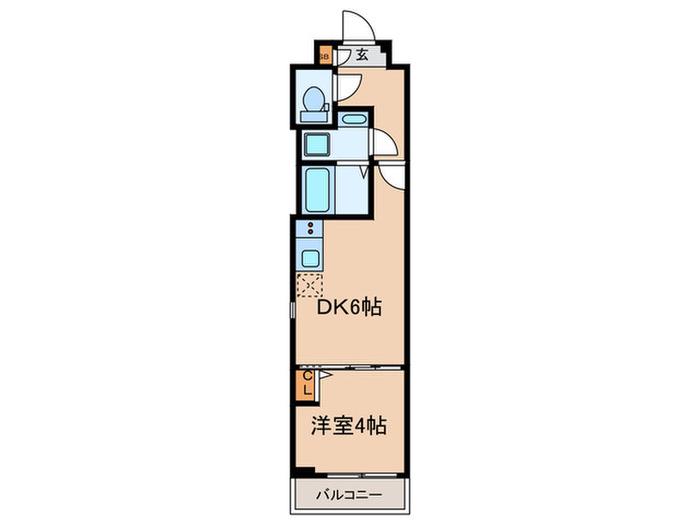 レオーネ宮崎台(1DK/4階)の間取り写真