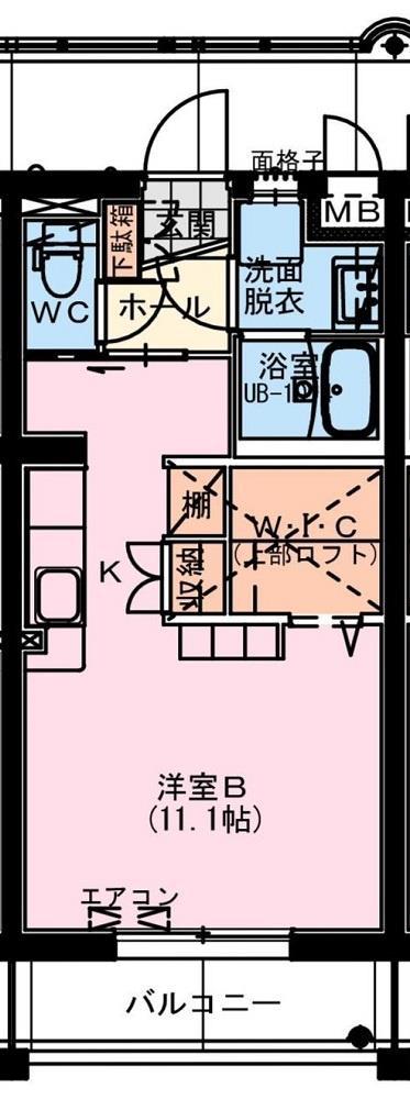 ビビッド アルコバレーノ(ワンルーム/2階)の間取り写真
