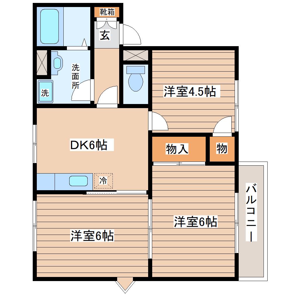 プラドール田代E(3DK/2階)の間取り写真