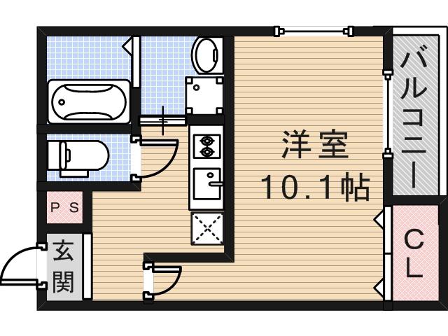 フジパレス長居西II番館(1K/1階)の間取り写真