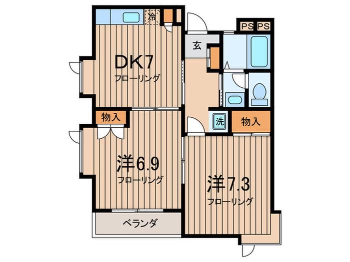 パルク深沢I(2DK/3階)の間取り写真